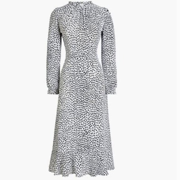 J Crew Ruffle Neck Leopard Peasant Dress NWT size 6 - Picture 1 of 6